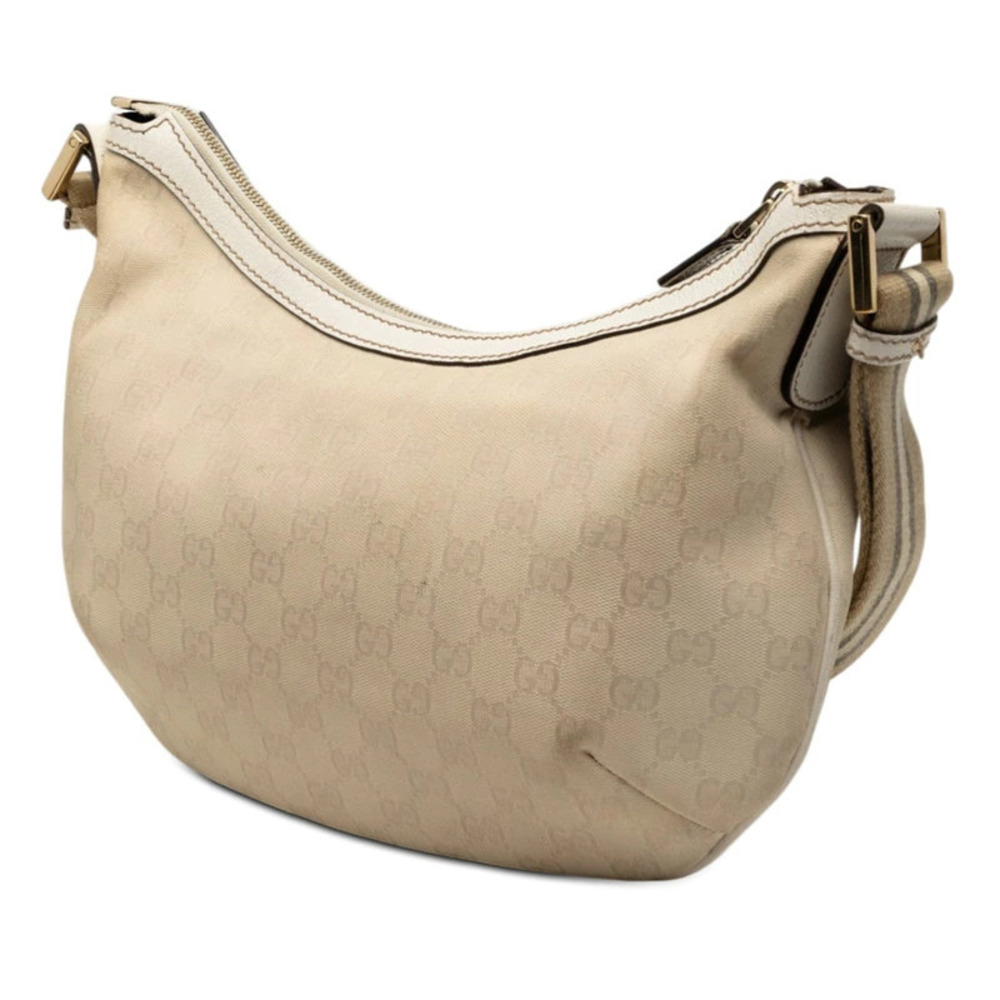 Gucci Shoulder Beige Bag White GG Canvas Leather Crossbody Tan White
